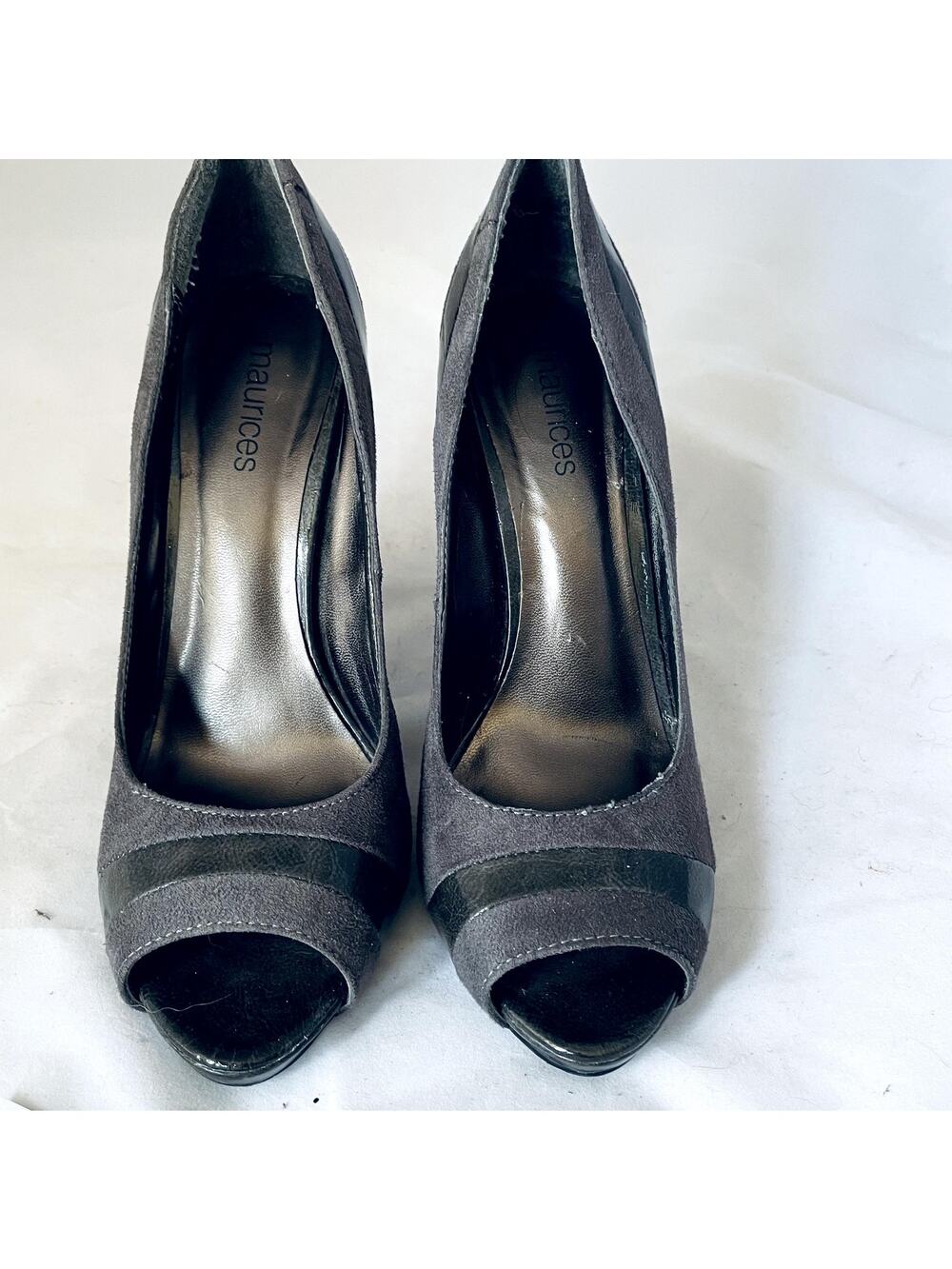 Gray 7.5  faux leather stiletto 5" heels Maurices